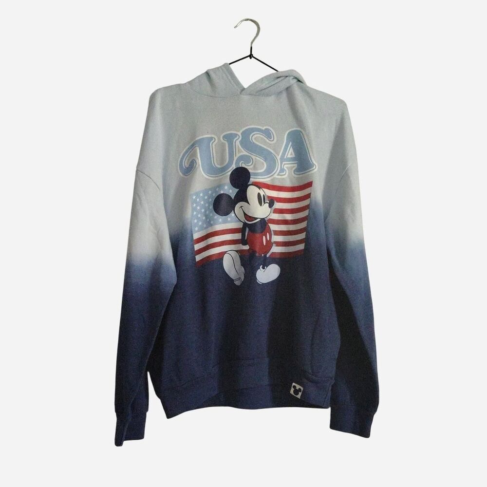 Disney unisex ombre light blue to blue American flag Mickey Mouse USA. Size smal